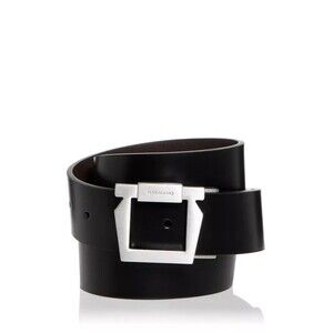 Salvatore Ferragamo Sz 105 Black Brown Reversible Gancini Square Buckle Belt